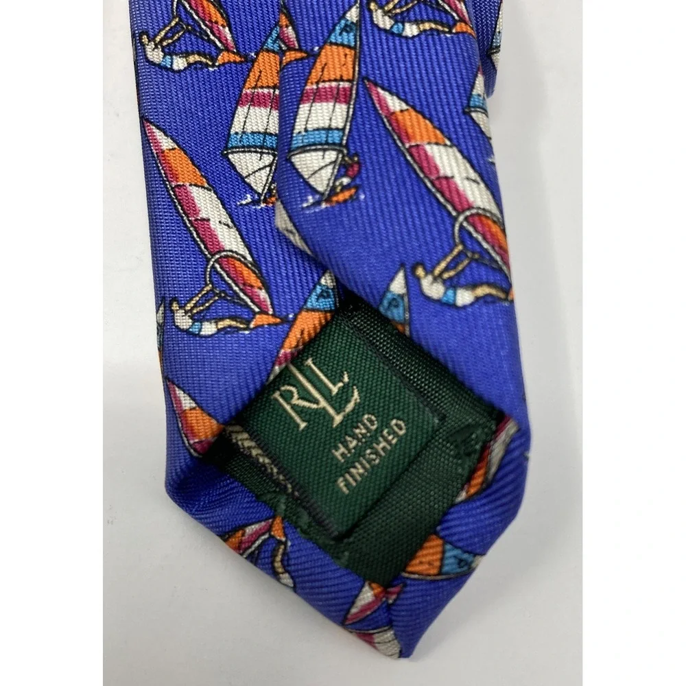 LAUREN RALPH LAUREN SAIL BOARDING MADE IN USA SILK MEN'S‎ NECK TIE WIND SURFING